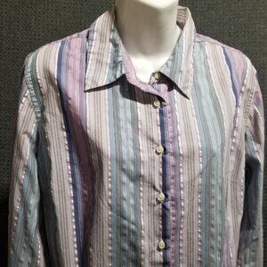 Merona Women's Blouse XL Button Up Long Sleeve Stripe